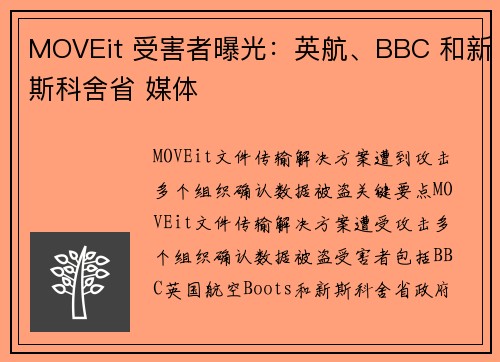 MOVEit 受害者曝光:英航、BBC 和新斯科舍省 媒体