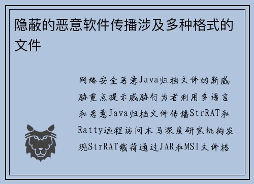 隐蔽的恶意软件传播涉及多种格式的文件 